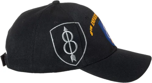 Vista 2 de Gorra de béisbol bordada negra de la División de Infantería del Ejército de los Estados Unidos, con licencia oficial, múltiples divisiones