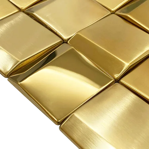 Vista 8 de Paneles de pared 3D, azulejos de mosaico de metal dorado de 2 x 2 pulgadas, decoración de pared dorada [5 hojas]