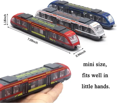 Vista 3 de OTONOPI Juego de tren de juguete de alta velocidad, motor de locomotora a presión a presión, modelo de automóvil, deslizante, tren de bala de metro