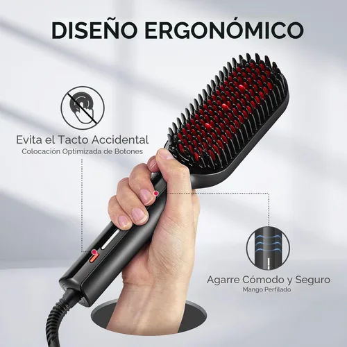 Vista 6 de TYMO Cepillo alisador de cabello – Cepillo alisador iónico Plus mejorado con cerdas densas, 16 temperaturas, doble voltaje Peine caliente