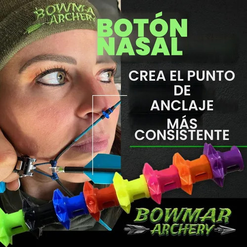 Vista 5 de Bowmar Archery Botón de nariz, extremadamente ligero, crea un punto de anclaje consistente, dos tamaños incluidos (rosa)