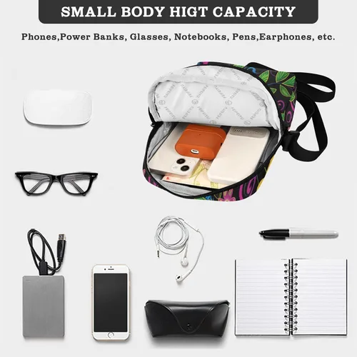 Vista 5 de Black Vintage Daisy cute messenger bag Crossbody Bags For Women Small Womens Crossbody Purses Ladies Shoulder Handbags Adjustable Strap for Travel