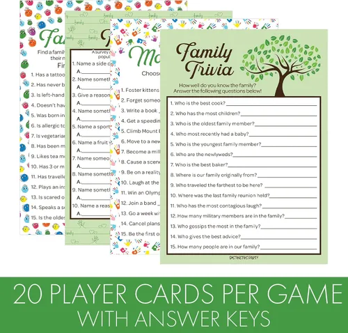 Vista 4 de DISTINCTIVS Family Reunion Game Pack – Trivia familiar, más probable, peleas familiares y encontrar al miembro de la familia – Juego de 4