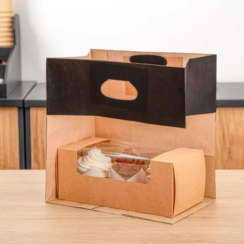 Vista 9 de Bag Tek Rectangle Paper Take Out Bag - with Handles - 11" x 7" x 11" - 100 count box
