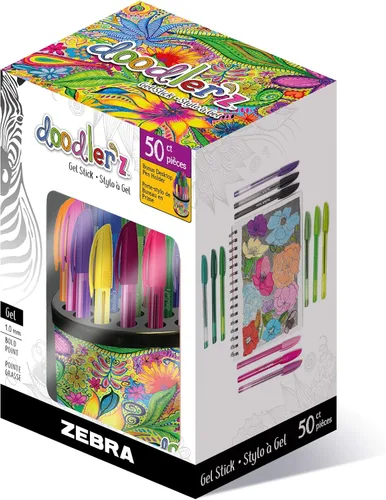 Vista 10 de Zebra Pen Doodler'z 41960 - Bolígrafo de tinta en gel, colores surtidos, 0.039 pulgadas, 60 unidades (41960)