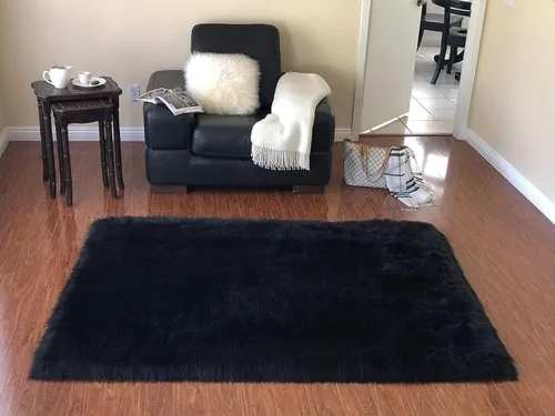 Vista 24 de LAMBZY Alfombra rectangular de piel de oveja sintética, súper suave, hipoalergénica, de felpa, lujosa alfombra de felpa sedosa para dormitorios