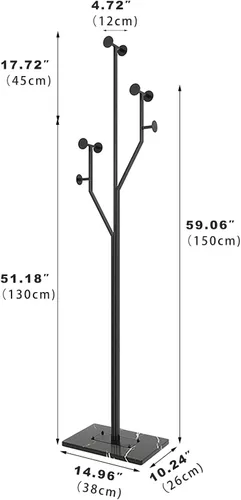 Vista 2 de JIAYUEJU Perchero independiente con forma de árbol de metal con base de mármol resistente, perchero de esquina para dormitorio, entrada, pasillo