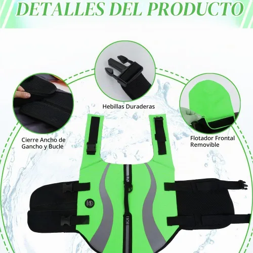 Vista 3 de EMUST Chalecos salvavidas ajustables para perros pequeños con flotabilidad mejorada, chaleco de natación para perros pequeños con asa de rescate