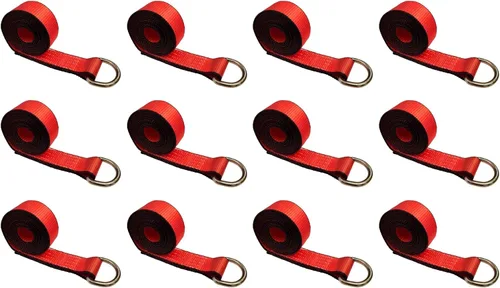 Vista 21 de Mega Cargo Control 1 paquete de correas de lazo de anillo D, amarres de remolque negros de 2 pulgadas para ensamblajes de elevación de ruedas