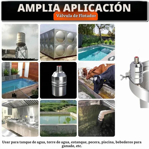 Vista 7 de Válvula de flotador de acero inoxidable 304 de 1/2 pulgada con control automático de nivel de agua para tanque de agua, canal de ganado, piscinas
