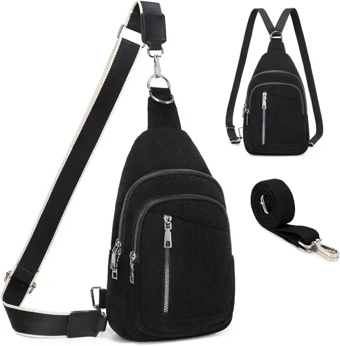 Vista 22 de Bolso Bandolera Mochila Cruzada - 2 en 1 Bolso Cruzado de Cuero Riñonera con 2 Correas Extraíbles Mini diaper bag, Instant Wipes pocket