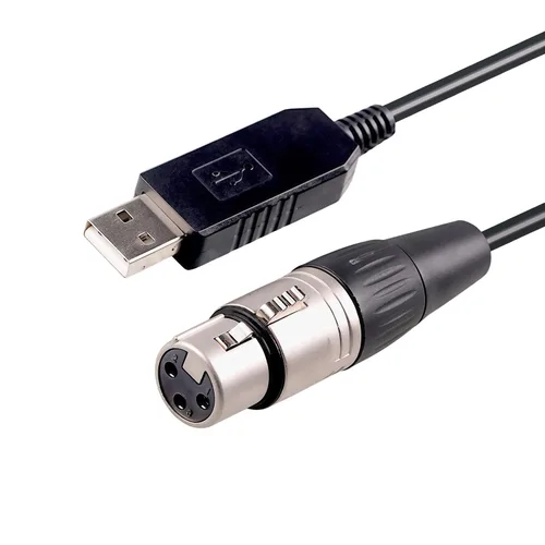 Vista 7 de Cable de interfaz USB a DMX512 FT232RNL Adaptador de controlador DMX de 3 pines XLR DMX cable para iluminación de escenario, compatible