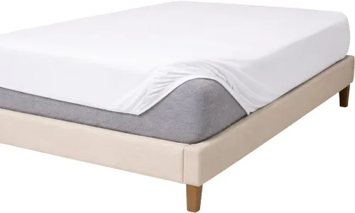 Vista 6 de Protector de colchón ajustable de tamaño individual, resistente al agua y al polvo, funda de poliéster silenciosa con falda elástica, lavable a