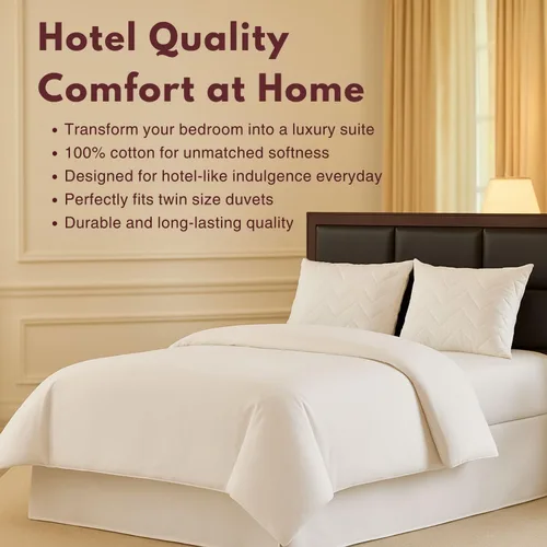 Vista 2 de Superity Luxurious Hotel Quality Funda de edredón tamaño individual – 100% algodón suave y cómodo – Diseñada para edredón tamaño individual – 200