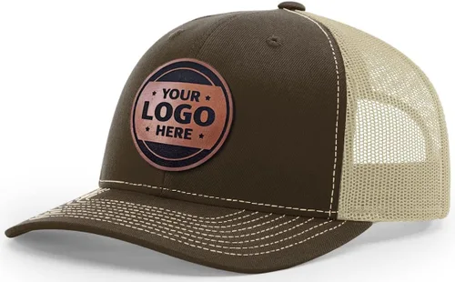 Vista 39 de Sombrero de parche de cuero de camionero personalizado grabado con láser