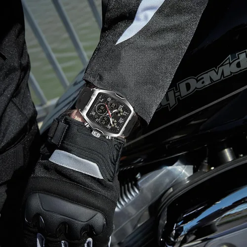Vista 4 de FANMIS Reloj para hombre de moda hueco único rectángulo reloj de pulsera impermeable deportivo digital analógico doble pantalla cronómetro punk