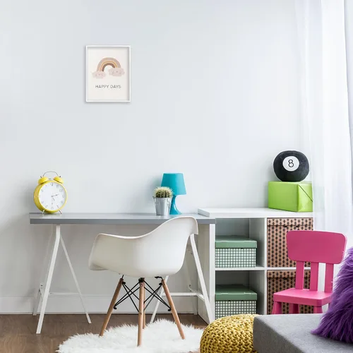 Vista 3 de Stupell Industries Arte Giclée enmarcado con arco iris Happy Days por LSR Design Studio Enmarcado en blanco