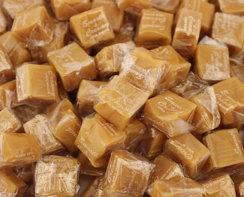 Vista 8 de Caramel Cubes Candy Bolsa de 1 libra - Aprox. 65 unidades Delicioso caramelo masticable clásico, envuelto individualmente Sabor a vainilla