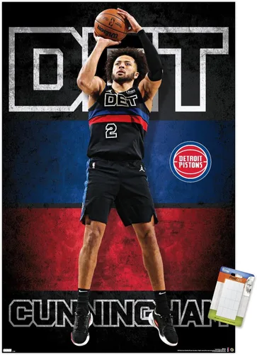 Vista 12 de Trends International NBA Detroit Pistons - Póster de pared de Cade Cunningham 23, 22.4 pulgadas de largo x 14.7 pulgadas, versión enmarcada