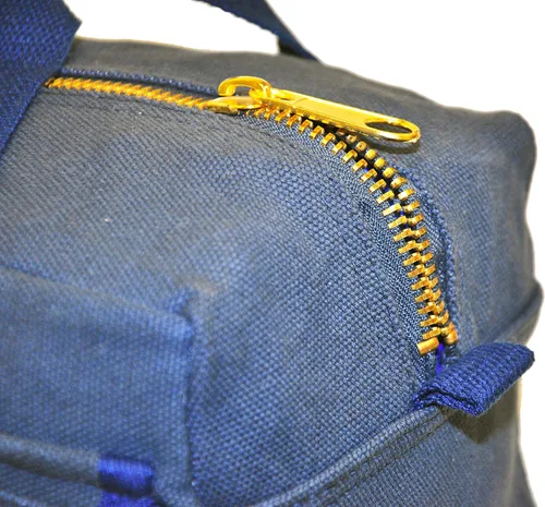 Vista 6 de Bolsa de lona encerada multiusos estilo militar, resistente al agua, correa ajustable, totalmente forrada, cierre de doble cremallera, uso pesado