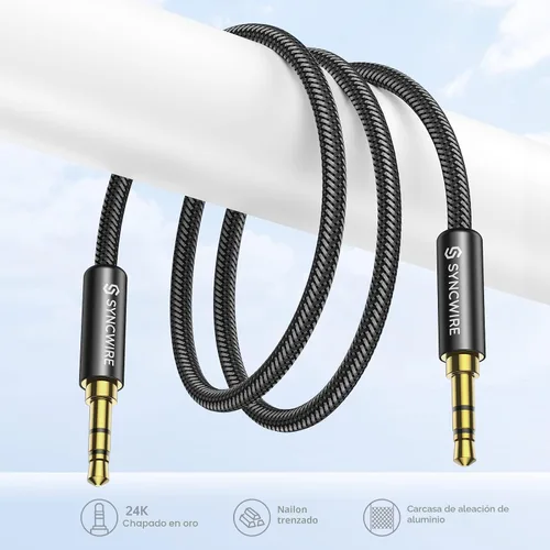 Vista 7 de Syncwire Cable auxiliar de audio auxiliar de 0.138 in macho a macho, cable trenzado de nailon para auriculares (1.6 pies/1.6 ft), cable auxiliar