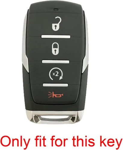 Vista 2 de 2 fundas protectoras de goma de silicona con 4 botones para llavero inteligente compatible con Dodge Ram 1500 2019 2020 2021 2022 negro azul
