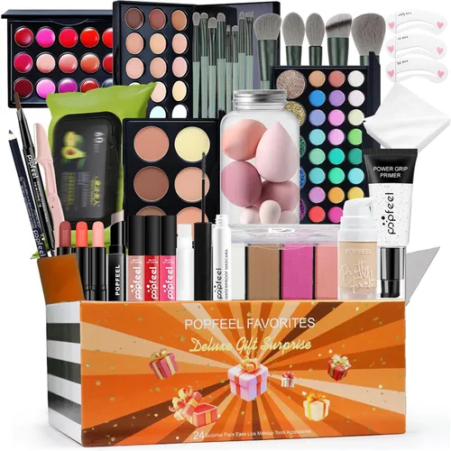 Vista 11 de Kit de maquillaje todo en uno rosa intenso para mujeres, kit completo, regalo de maquillaje para el día de la madre, para mujeres y niñas, paquete