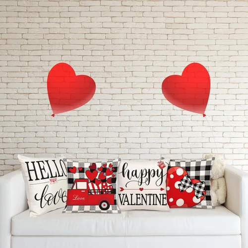 Vista 2 de Geefuun 4 fundas de almohada decorativas para el día de San Valentín, 18 x 18 pulgadas, decoración de regalo para sofá