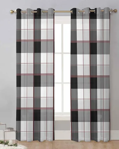 Vista 12 de Cortinas traslúcidas de Navidad de 39 pulgadas de largo, juego de 2 paneles de cortinas para cocina, dormitorio, sala de estar, puerta, pasillo