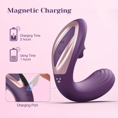 Vista 8 de Tracy's Dog Vibrador para lamer clítoris y punto G para mujeres, juguete sexual para adultos con control remoto con 7 modos de lamer la lengua y 10