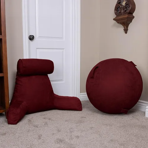 Vista 6 de Husband Pillow Exercise Ball, Cover with Pump for Yoga, Pilates, Fitness Balance Stability, Office Ball Chair Seat. Soft & Slip Resistant, Pro Guide