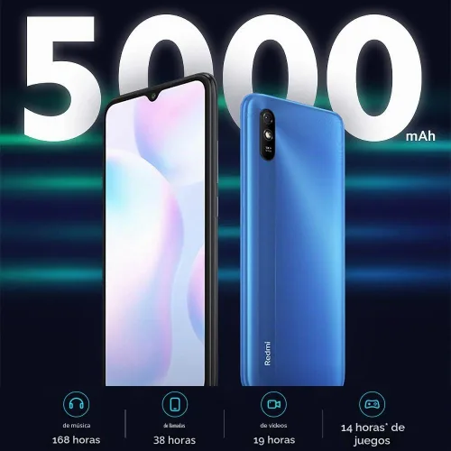 Vista 4 de Xiaomi Redmi 9A (64GB+4GB) 4G LTE Desbloqueado GSM 6.53" (Boost - Cricket - At&t) Dual Sim (azul cielo)