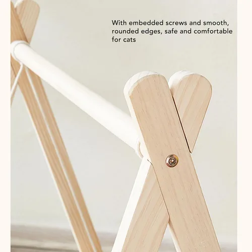 Vista 8 de Cama elevada para gatos de interior, cama de madera elevada para gatos con tela transpirable lavable, fácil de montar para interiores y exteriores