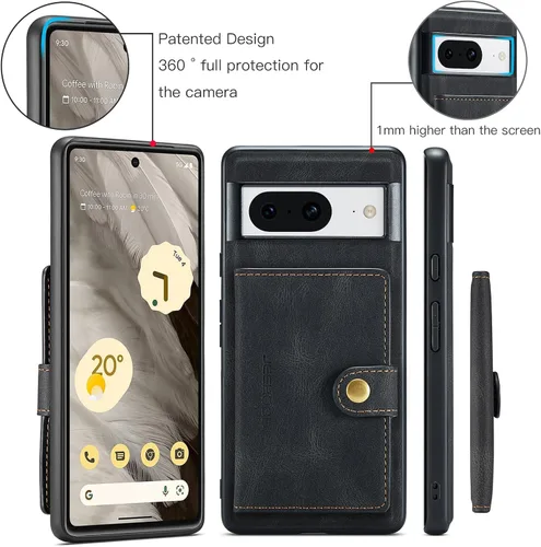 Vista 6 de Funda para Google Pixel 8 2023, cartera magnética desmontable con ranura para efectivo, soporte de carga inalámbrica con función de soporte