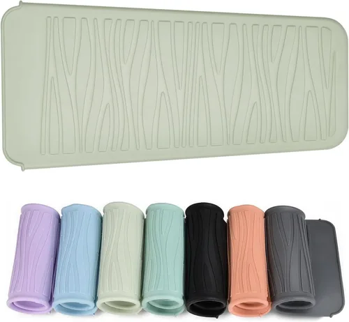 Vista 14 de Alfombrilla de silicona resistente al calor con bolsa para herramientas de peinado del cabello, 1 unidad, gris, silicona, plana, cabello seco, 11 x
