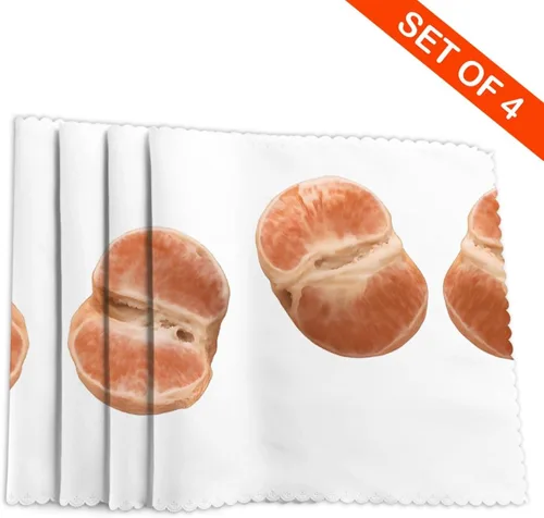 Vista 4 de Rectangular Placemats Set of 4, Heat Resistant Orange Printed Kitchen Dining Table Mats