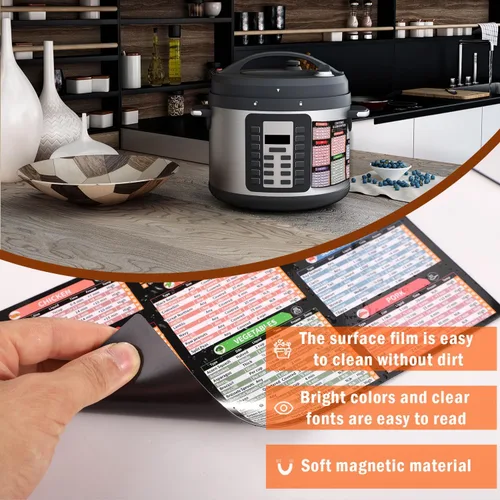 Vista 3 de Imán de hoja de trucos de olla instantánea, guía magnética de olla instantánea transparente y fácil, varias categorías de alimentos, accesorios