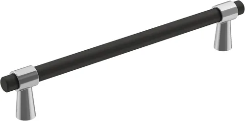 Vista 29 de Amerock BP37385FBG10 Mango de gabinete negro mate/níquel satinado Mango de gabinete de 3 pulgadas (76 mm) de centro a centro Mergence