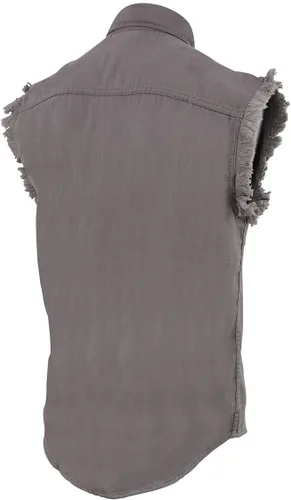 Vista 4 de Milwaukee Leather DM1002 Camisa vaquera ligera negra para hombre con corte deshilachado sin mangas