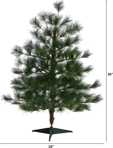 Vista 2 de Nearly Natural Yukon - Árbol de Navidad artificial de pino mixto de 3 pies con 213 ramas flexibles