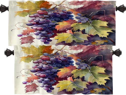 Vista 17 de Shrahala Abstract Colorful Blackout Curtain Tiers, Modern Ative Kitchen Valance Light Blocking Tier Drapes with Rod Pocket, 2 Pack 26 X 24 in