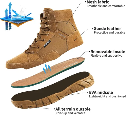 Vista 3 de FREE SOLDIER Waterproof Hiking Work Boots Men's Tactical Boots 6 Inches Lightweight Military Boots Breathable Desert Boots