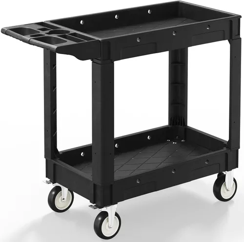 Vista 9 de Carrito utilitario con ruedas, carrito de servicio rodante de capacidad de 1000 libras, carros de trabajo de 34 x 17 pulgadas, carrito