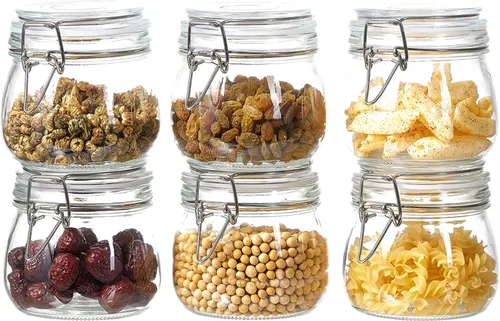 Vista 9 de Tarros de vidrio para almacenamiento de alimentos de 1 galón con tapas herméticas, juego de 1 – Recipientes transparentes con cierre de clip