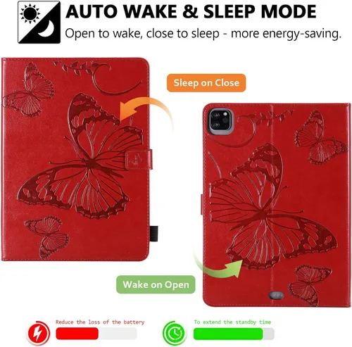 Vista 2 de Funda tipo folio para iPad Pro de 11 pulgadas 2018-2022, iPad Air de 11 pulgadas y 10.9 pulgadas, Techcircle Butterfly en relieve, funda inteligente