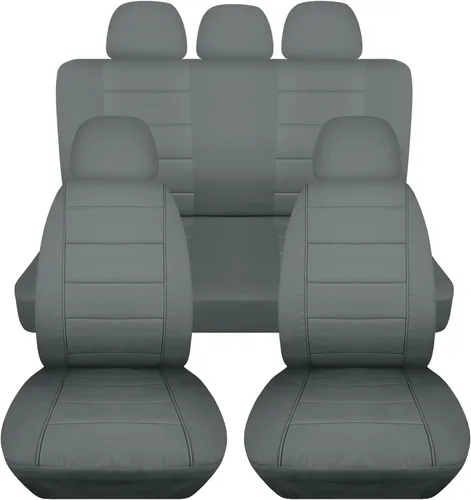 Vista 22 de Totally Covers Fundas de asiento de coche sólidas con 5 fundas (2 delanteras + 3 traseras) para reposacabezas: color negro, ajuste