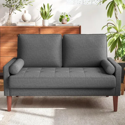 Vista 12 de Vesgantti Sofá de dos plazas con patas de madera maciza, sofás pequeños de 48 pulgadas para espacios pequeños, asiento de dos plazas para sala