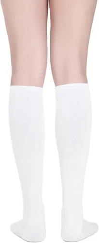 Vista 5 de SATINIOR Calcetines altos hasta la rodilla para mujer, calcetines de tubo alto hasta el muslo para mujer, medias largas atléticas altas