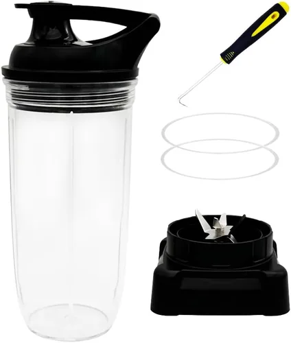 Vista 9 de Cuchilla de licuadora Square Pro de repuesto mejorada con taza de 18/24 oz y tapa para llevar, compatible con Nutri Ninja Blender BL660/BL770