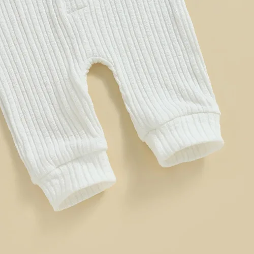 Vista 7 de Ropa de otoño para bebé, niña, niño, ropa de punto de manga larga, mameluco acanalado, overol de suéter de invierno para llegar a casa
